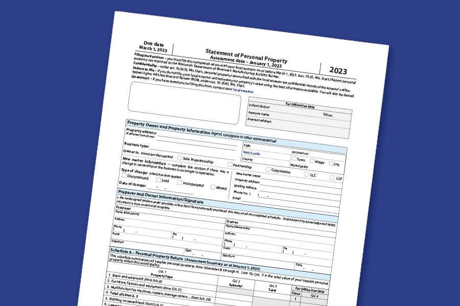 Thumbnail preview of the Department of Revenue Statement of Personal Property form.